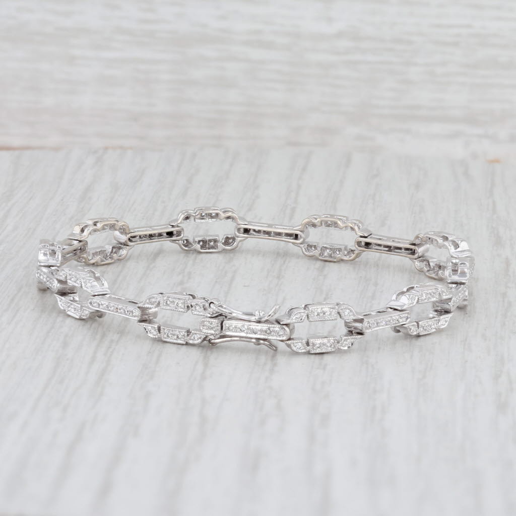 Light Gray 0.48ctw Diamond Bracelet 18k White Gold 6.75” 6mm