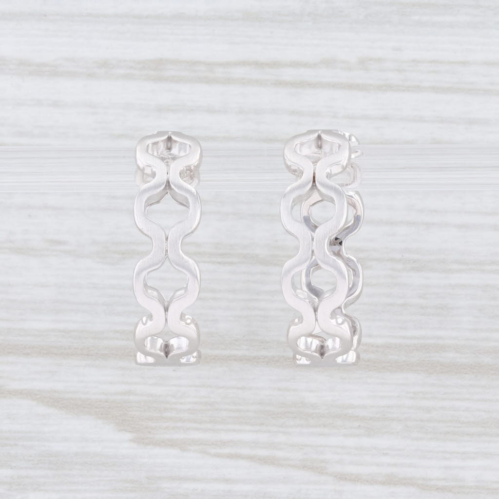 Light Gray New Bastian Inverun Openwork Hoop Earrings Sterling Silver 25881 Creole