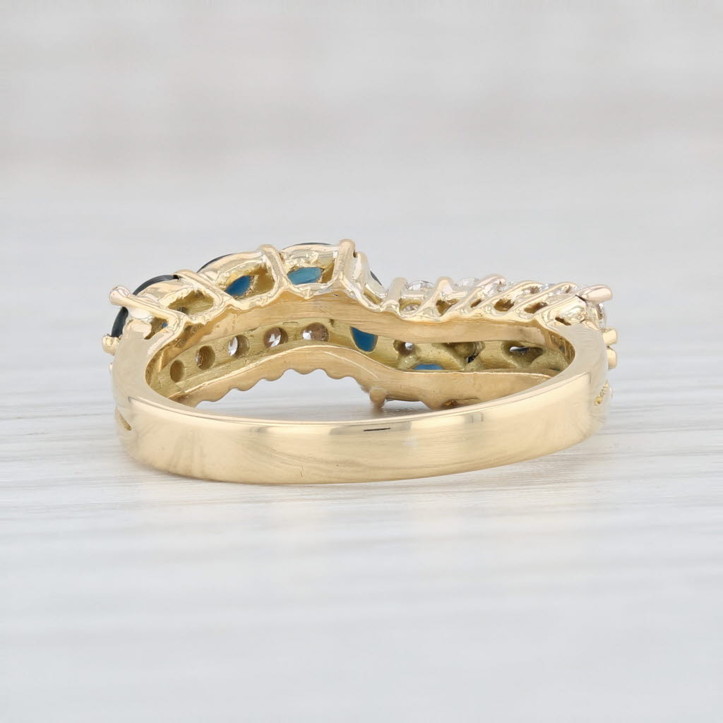 Light Gray 1.45ctw Blue Sapphire Diamond Bypass Ring 18k Yellow Gold Size 7.25