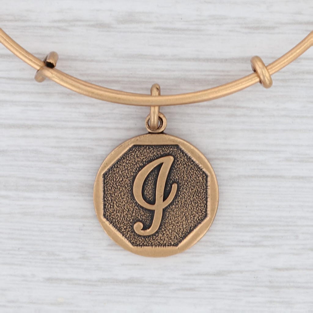 Light Gray New Alex and Ani Initial I Bangle Charm Bracelet Rafaelian Gold Expandable