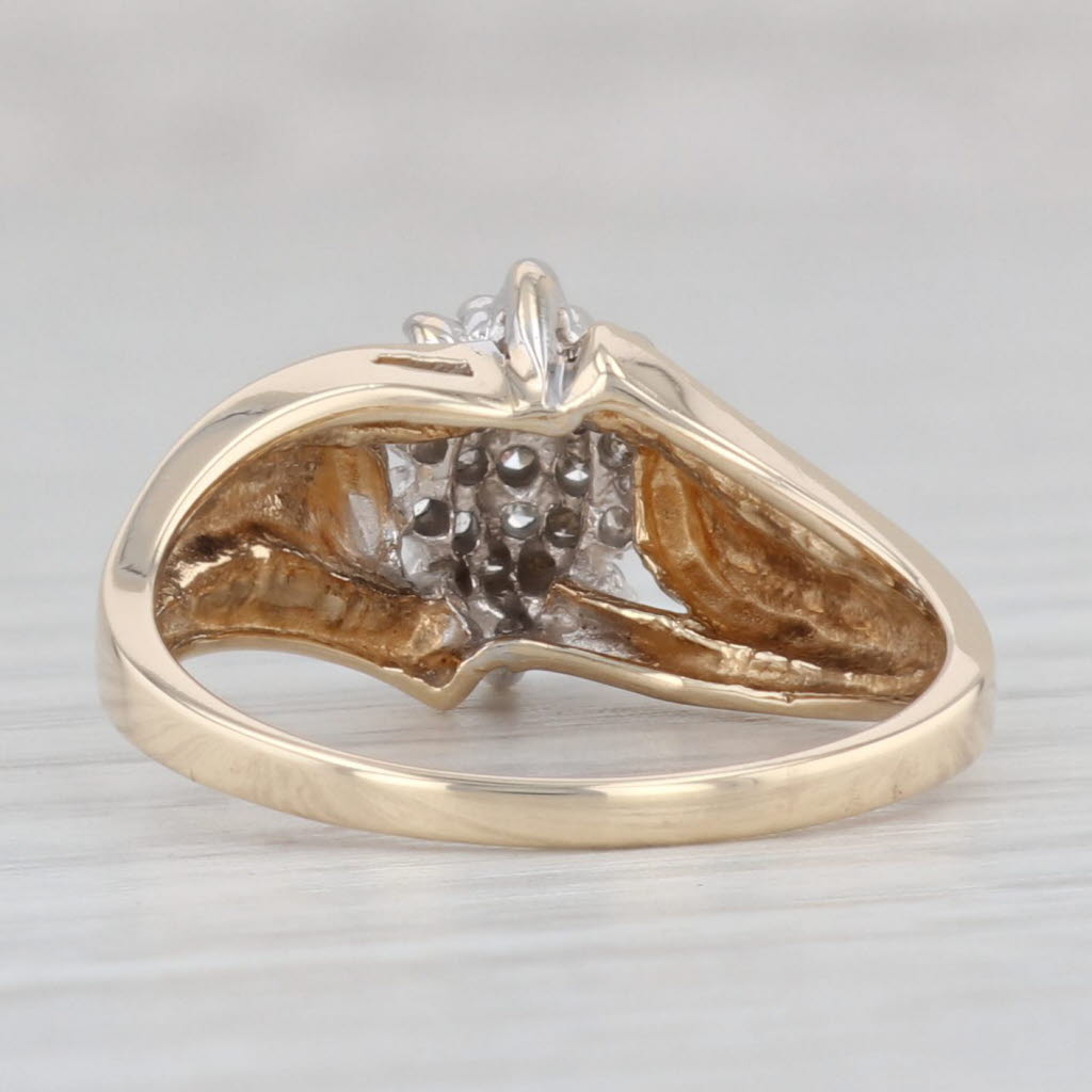 Light Gray 0.16ctw Diamond Cluster Ring 10k Yellow Gold Size 7 Engagement