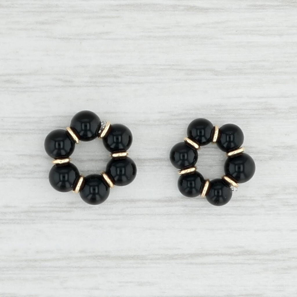 Light Gray Onyx Earring Enhancers Jackets 10k Yellow Gold for Stud Earrings