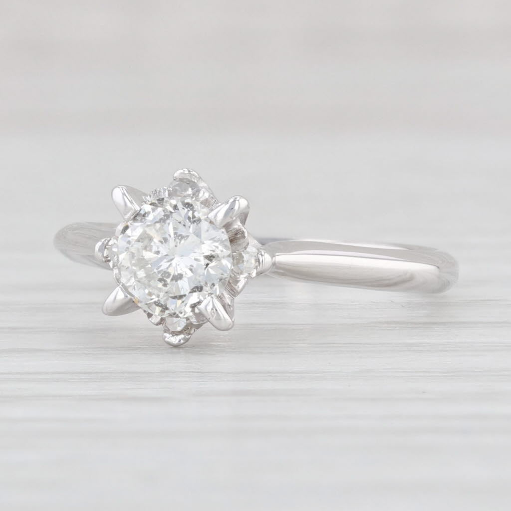 Light Gray 0.59ctw Round Diamond Solitaire Engagement Ring 14k White Gold Size 5