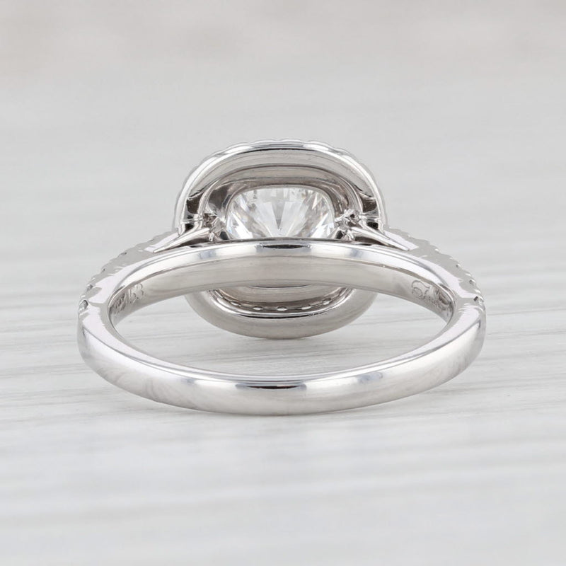 Light Gray Forever Mark De Beers 1.27ctw Firecushion Diamond Halo Engagement Ring Platinum