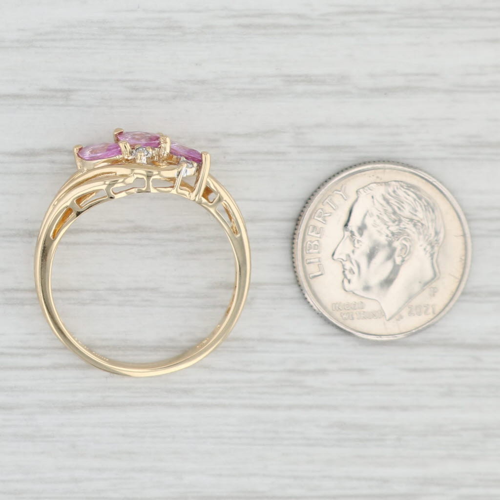 Light Gray 0.89ctw Pink Sapphire Diamond Ring 14k Yellow Gold Size 8.25