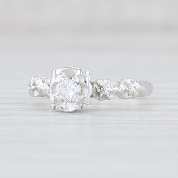 Light Gray Vintage 0.23ctw Diamond Engagement Ring 14k White Gold Size 5.75