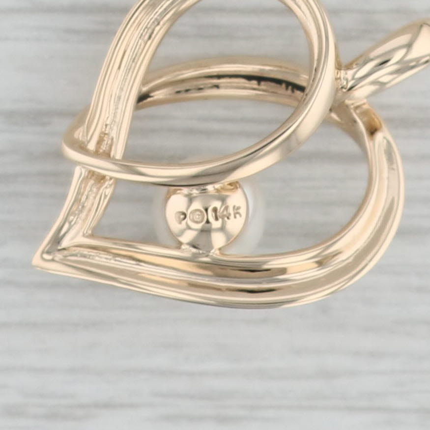 Gray Cultured Pearl Stylized Heart Pendant 14k Yellow Gold Statement