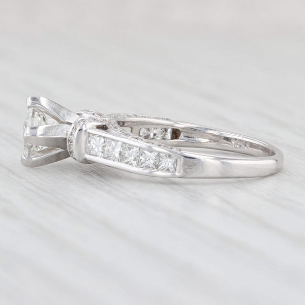 Light Gray 1.12ctw Princess Diamond Engagement Ring 14k White Gold Size 5 Diamond Bridge