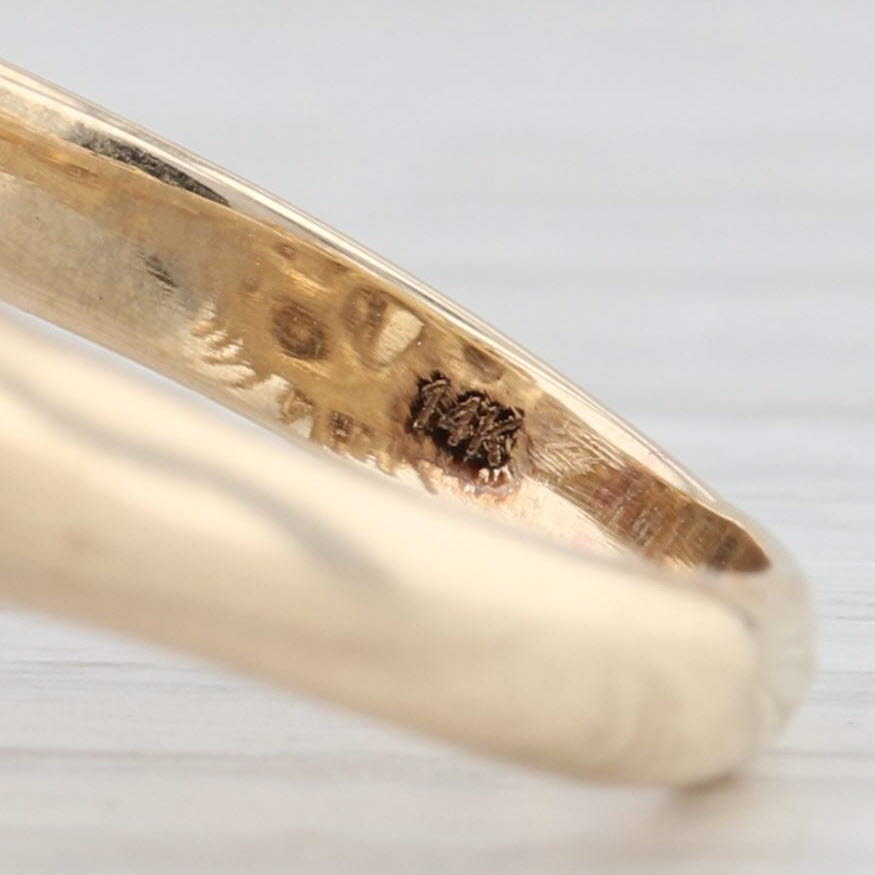 Light Gray Cultured pearl Emerald Chalcedony Cocktail Ring 14k Yellow Gold Size 10.5