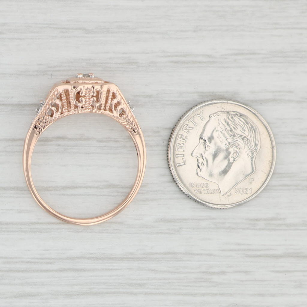 Light Gray Round Brilliant Diamond Ring 14k Rose Gold Size 7.25 Engagement