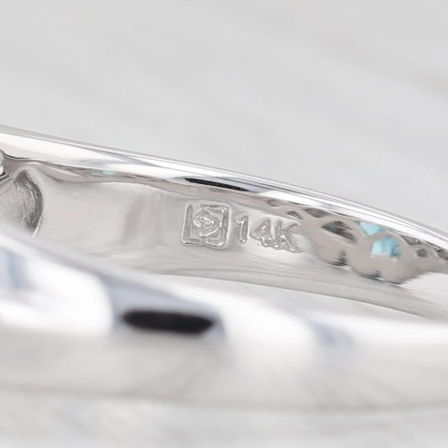 Light Gray 2.17ctw Oval Blue Apatite Diamond Ring 14k White Gold Size 7