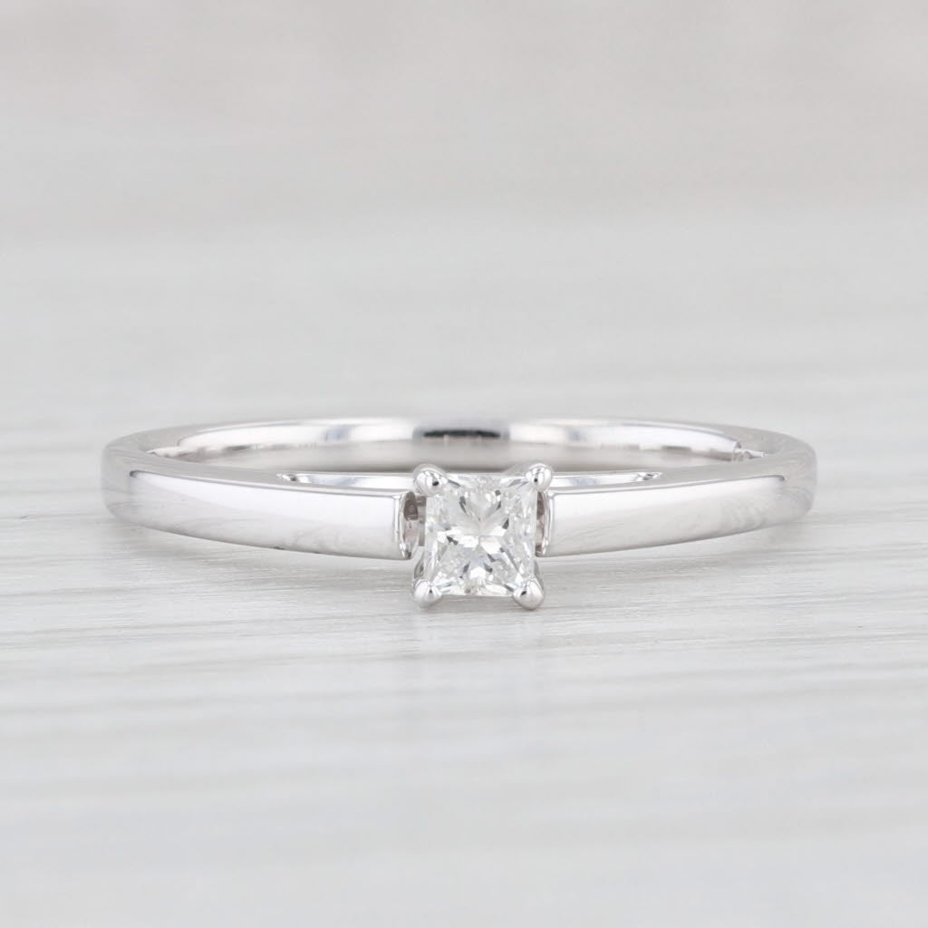 Light Gray 0.30ct Princess Diamond Solitaire Engagement Ring 14k White Gold Size 7