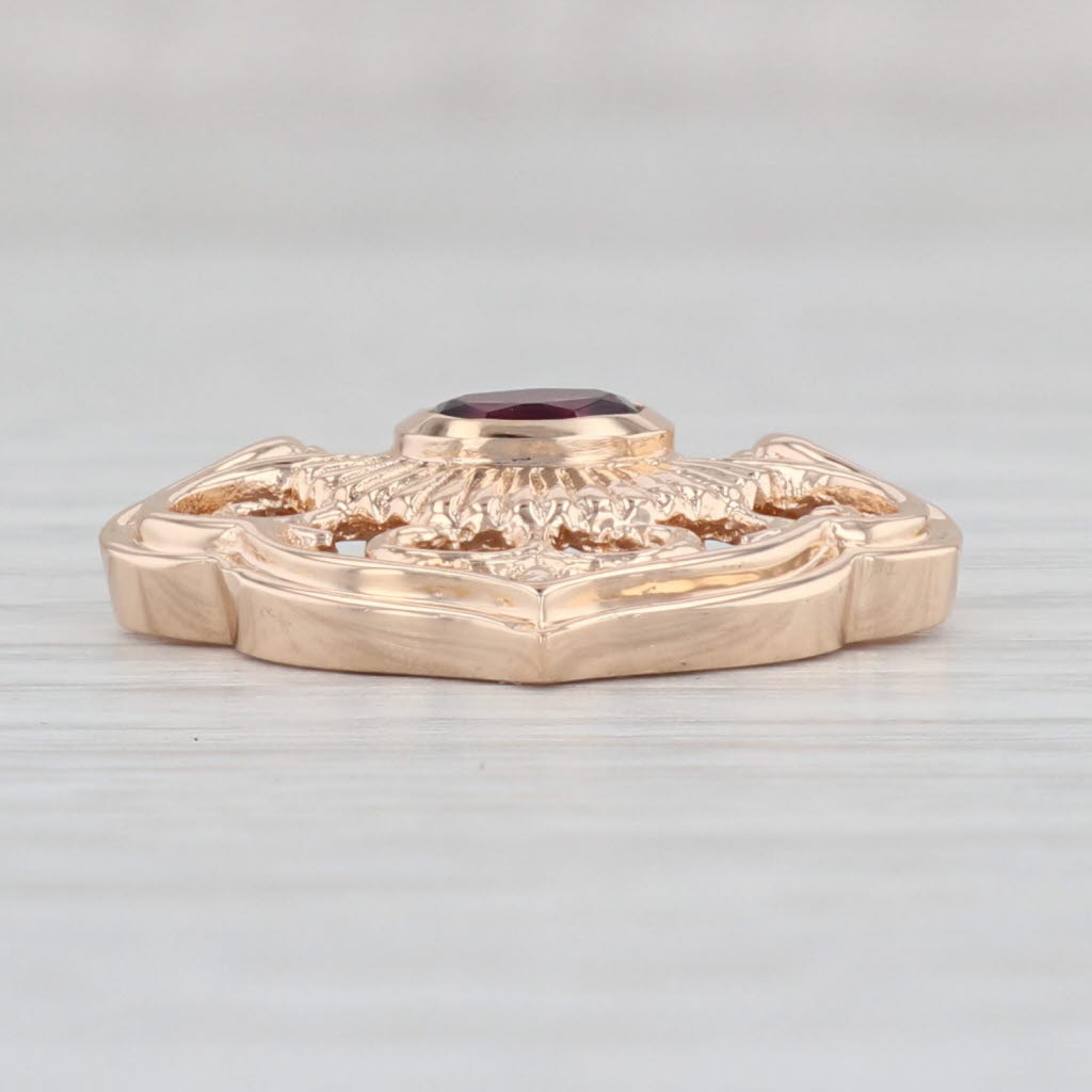 Light Gray 0.60ct Oval Garnet Solitaire Pearl Enhancer Pendant 14k Rose Gold Ornate