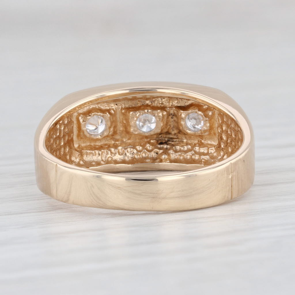 Light Gray 0.15ctw 3-Stone Diamond Ring 14k Gold Vintage Wedding Size 10.5