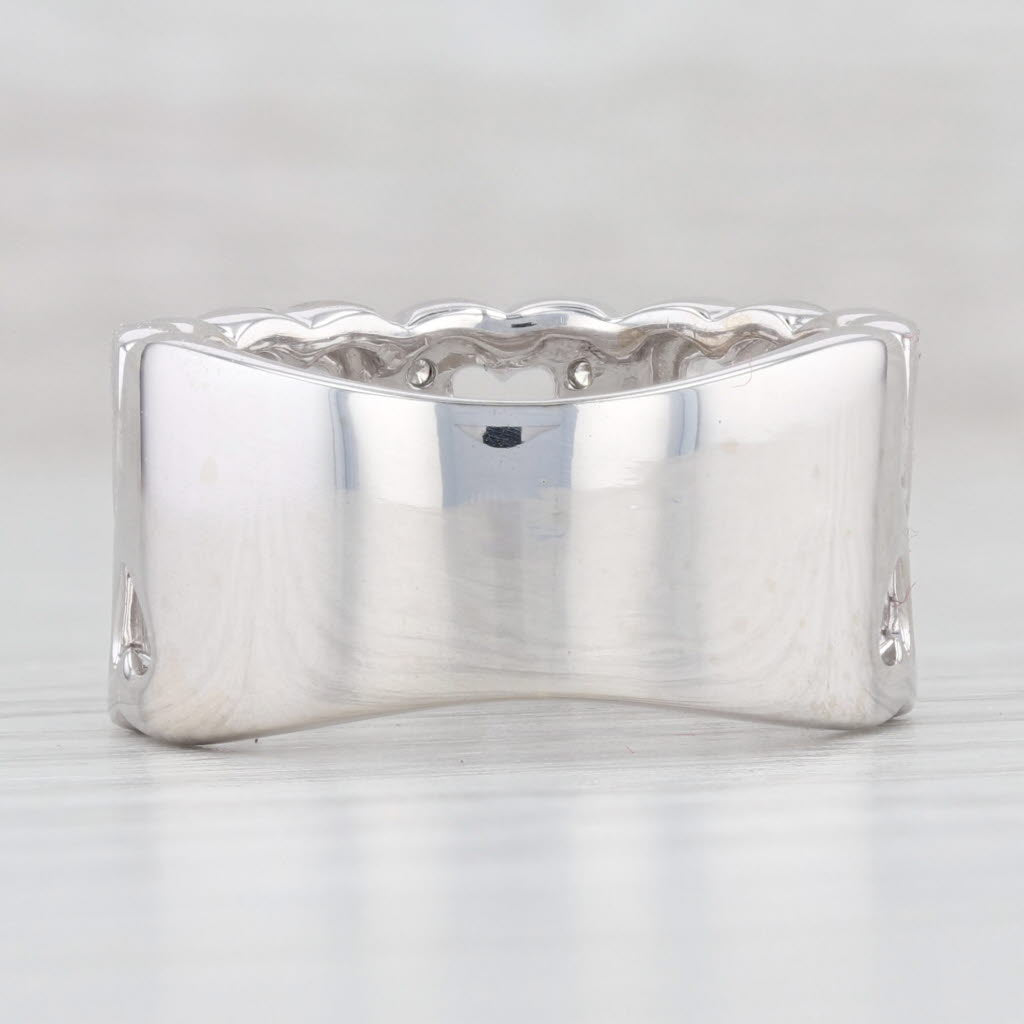 Light Gray Diamond Accented Hearts Band 14k White Gold Size 6.25 Statement Ring