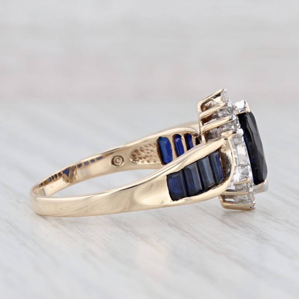 Light Gray 2.50ctw Marquise Lab Created Blue Sapphire Diamond Halo Ring 10k Gold Size 10