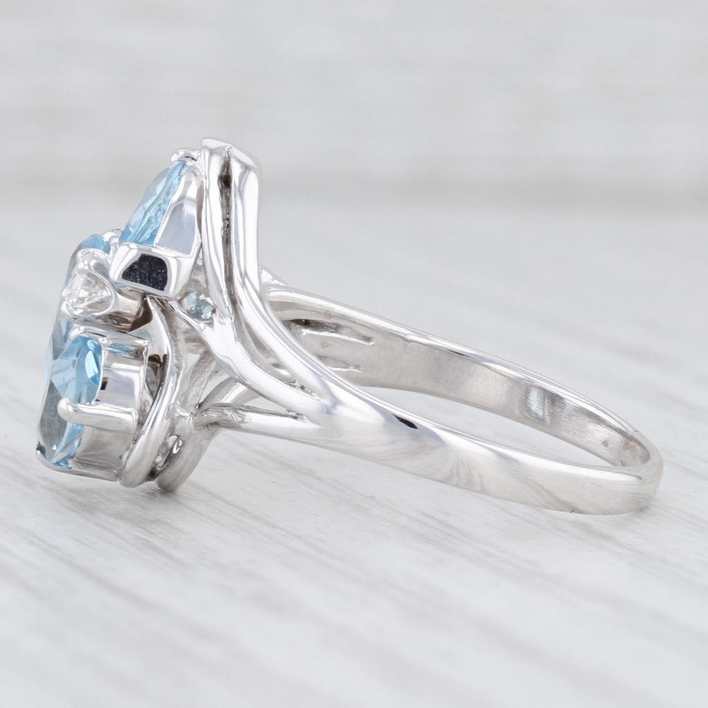 Light Gray 2.41ctw Aquamarine Diamond Cluster Ring 14k White Gold Size 9.75 Cocktail