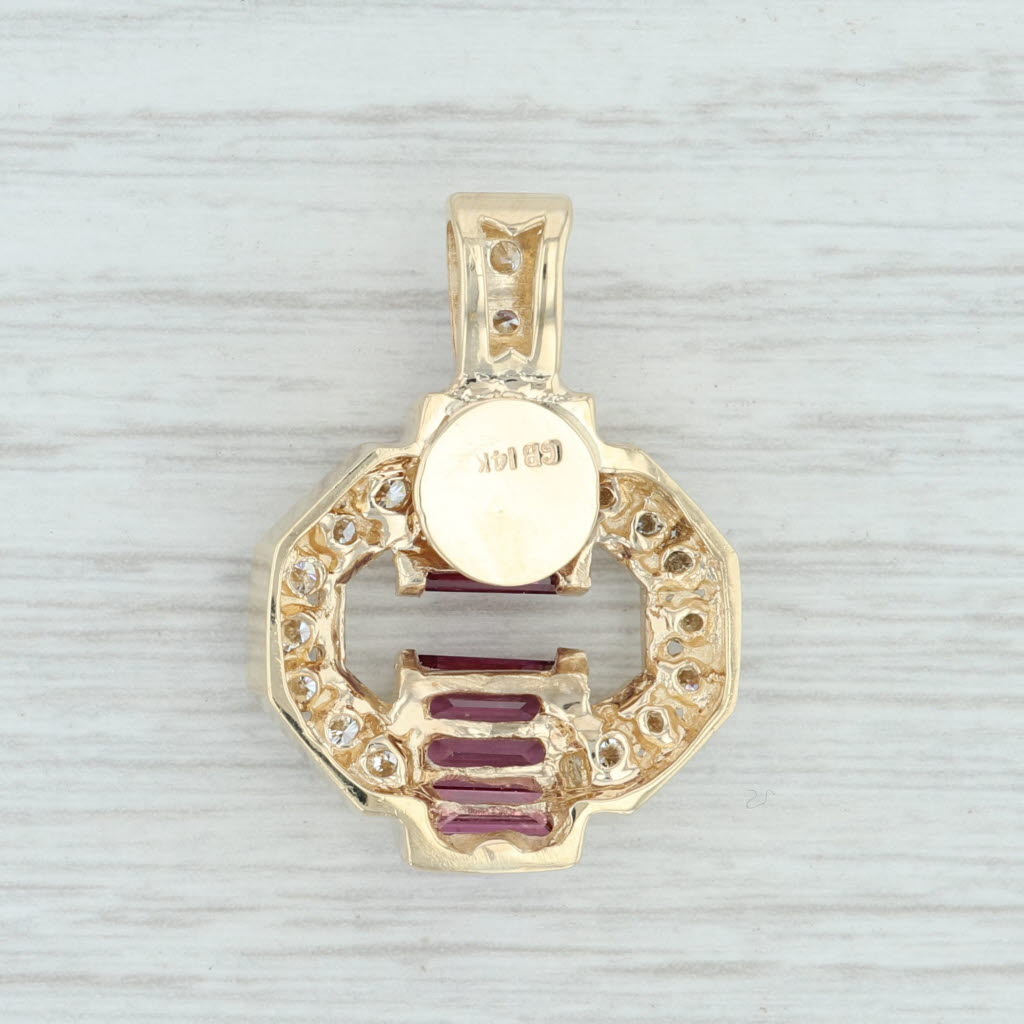 Light Gray 1.84 Garnet & Diamond Pendant 14k Yellow Gold Circle Statement