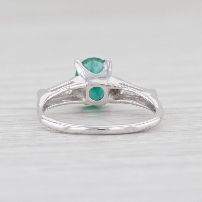 Light Gray 0.80ctw Emerald Diamond Ring 14k White Gold Size 3.25 Engagement May Birthstone