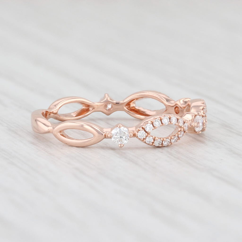Light Gray New 0.26ctw Diamond Band 14k Rose Gold Size 6.75 Stackable Wedding Ring