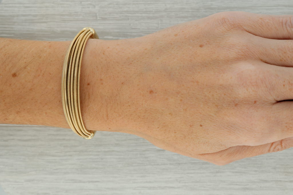 Rosy Brown 6.25" Marco Bicego Santorini Cuff Bracelet 18k Yellow Gold Flexible Cuff Italian