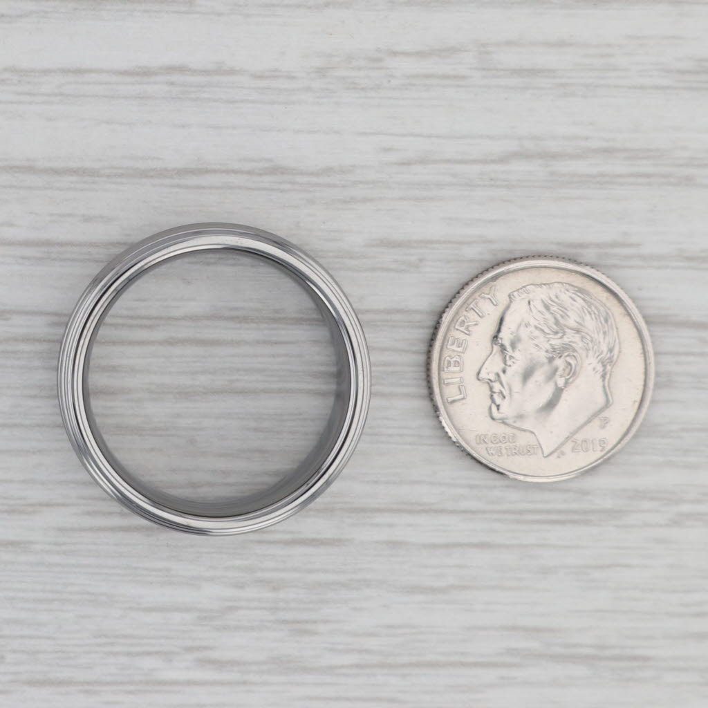 Gray New Ridged Tungsten Carbide Ring Size 9.5 Wedding Band 8mm