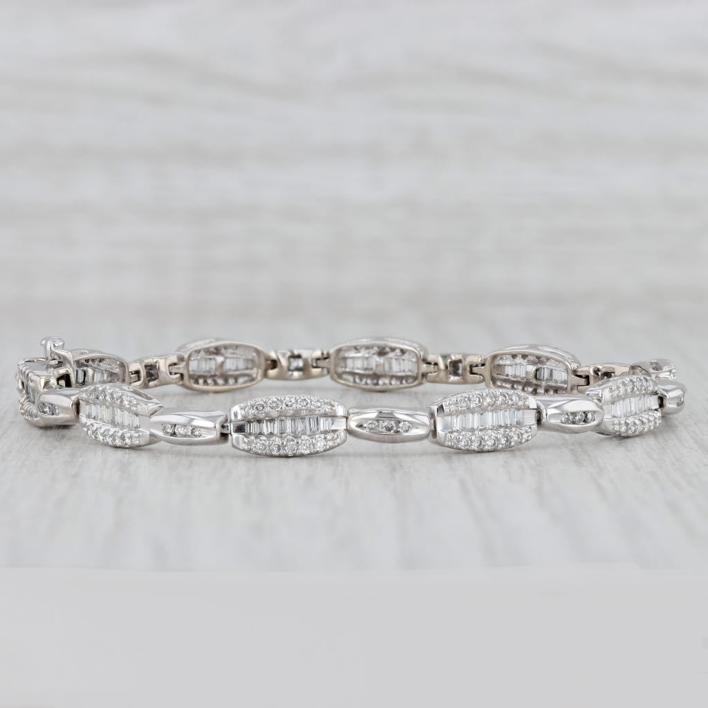 Light Gray 1.55ctw Diamond Link Bracelet 14k White Gold 7”