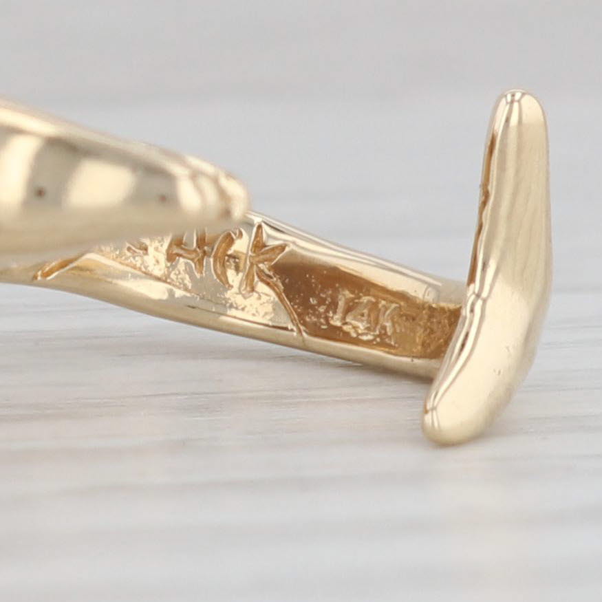 Light Gray Diamond Eyed Dolphin Cuff Ring 14k Yellow Gold Size 6 Adjustable Statement