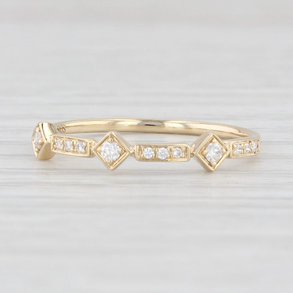 Light Gray New Diamond Stackable Ring 14k Yellow Gold Size 6.75 Wedding Band