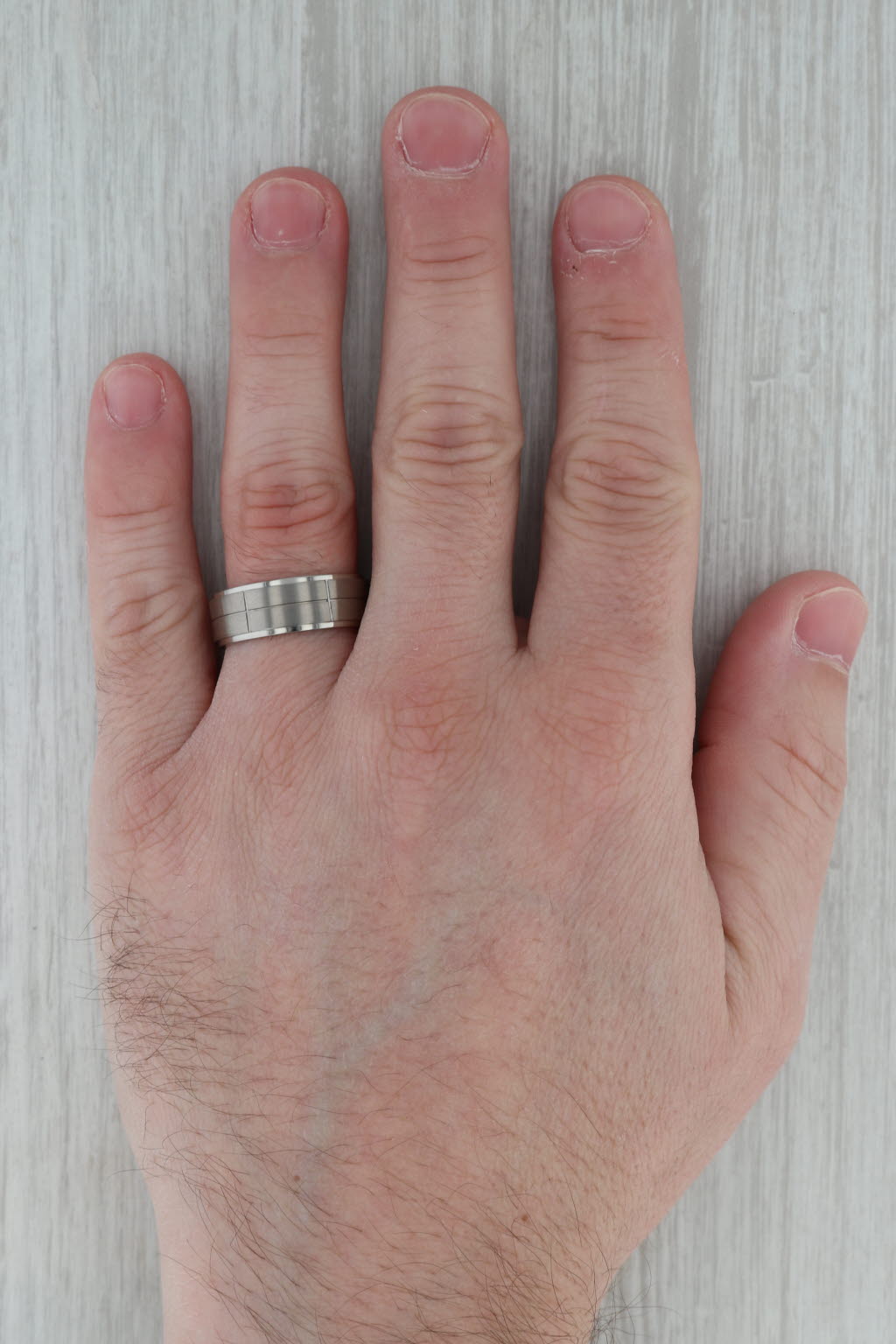 Rosy Brown New Beveled Brushed Titanium Ring Size 10.25 Wedding Band