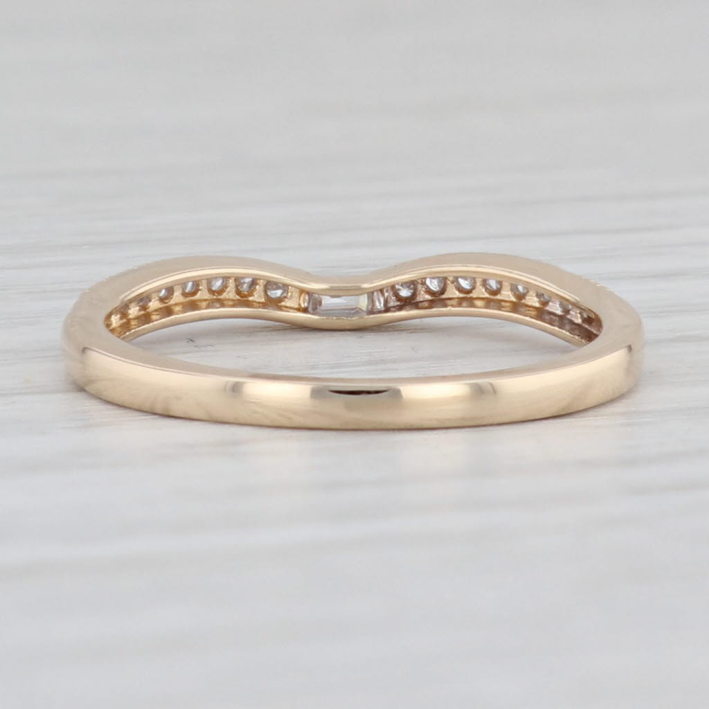 Light Gray New 0.13ctw Diamond Contoured Wedding Band Guard 14k Yellow Gold Size 7 Ring