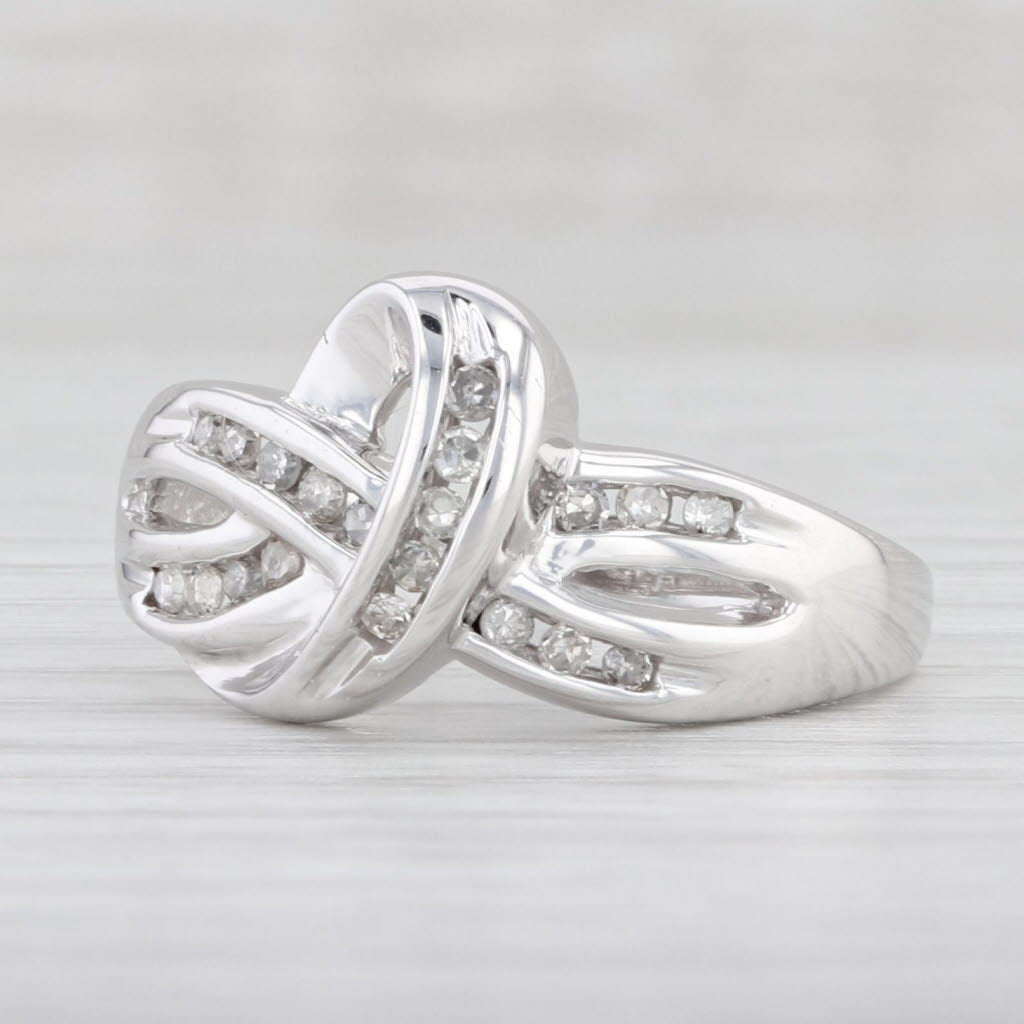 Light Gray 0.14ctw Diamond Knot Ring 10k White Gold Size 7
