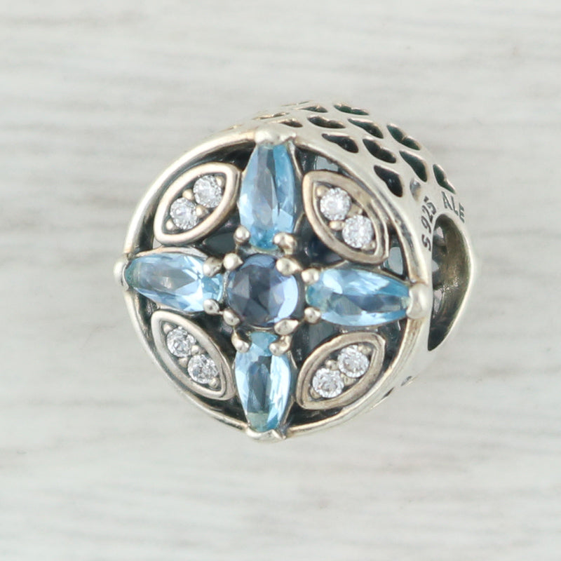 Light Gray New Authentic Pandora Patterns of Frost Charm 791995NMBMX Sterling Silver Blue