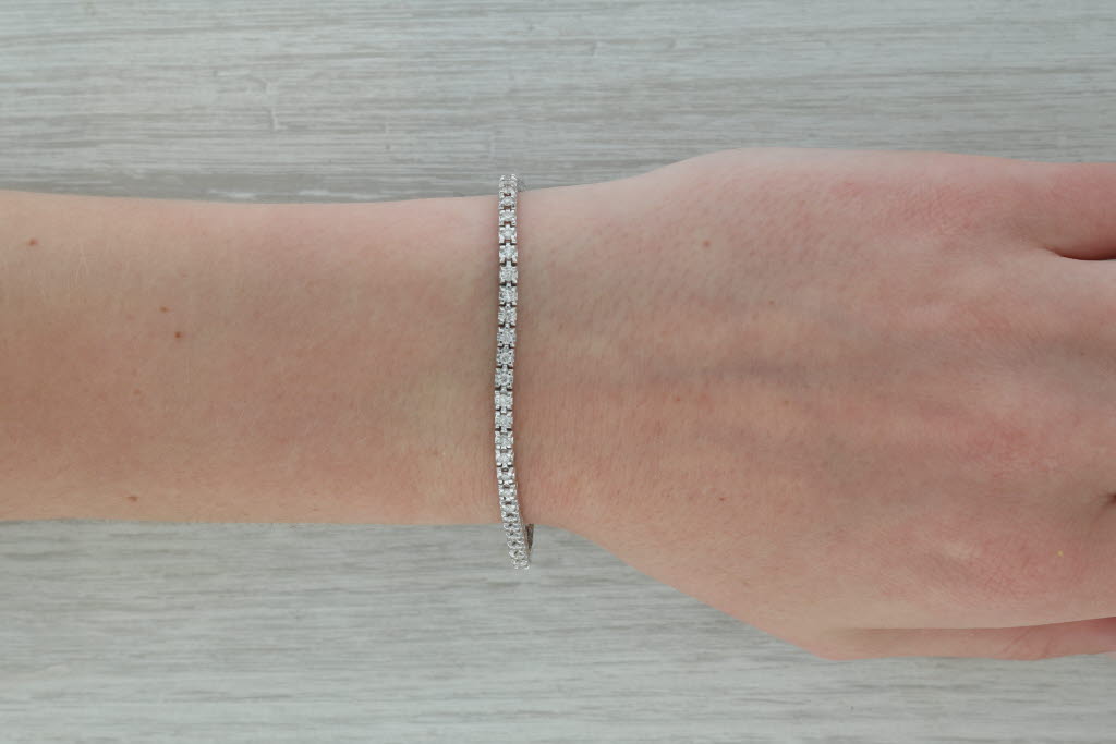 Rosy Brown New 1.70ctw Diamond Tennis Bracelet 14k White Gold 7.25" 3.2mm