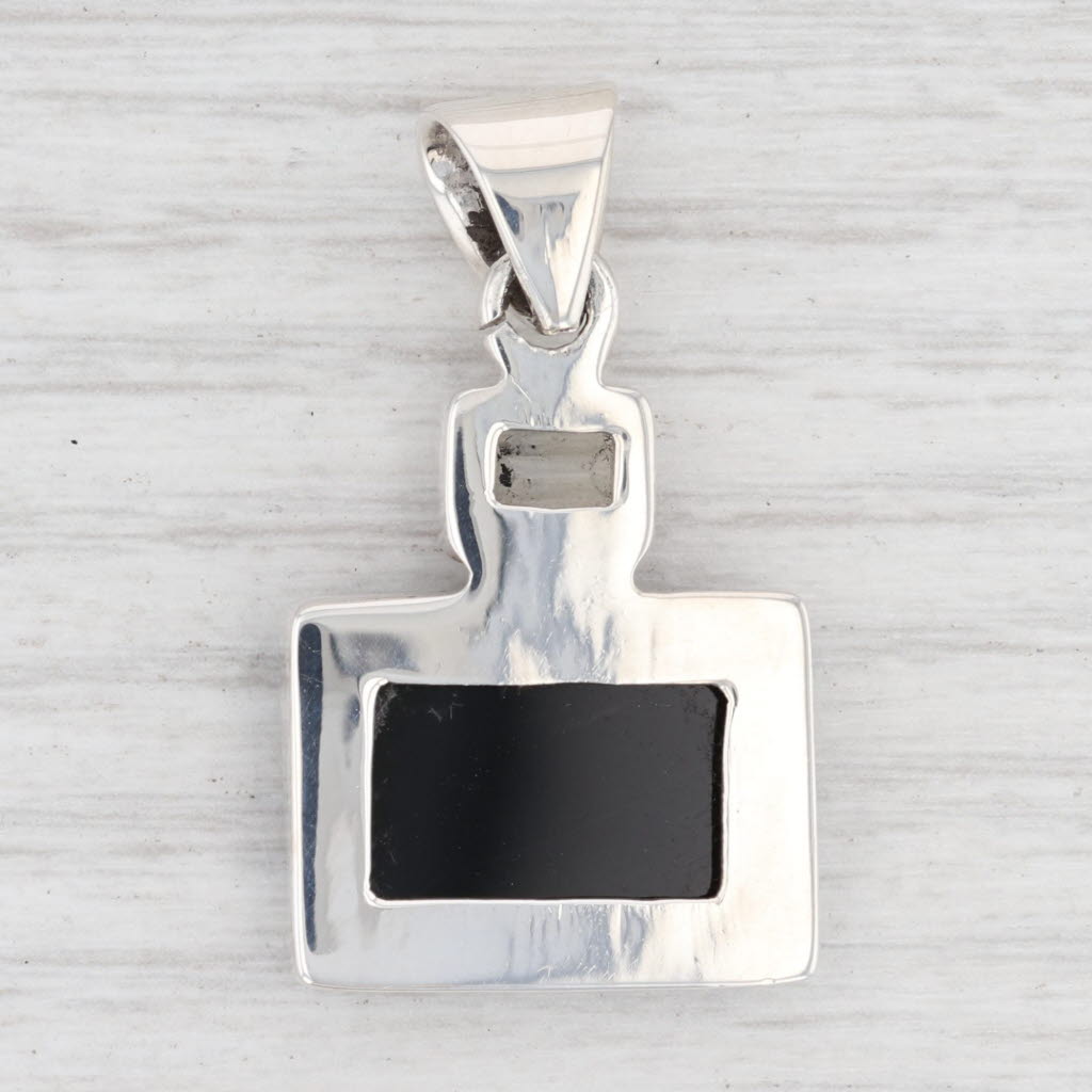 Light Gray New Black Onyx Citrine Pendant Sterling Silver Drop Statement