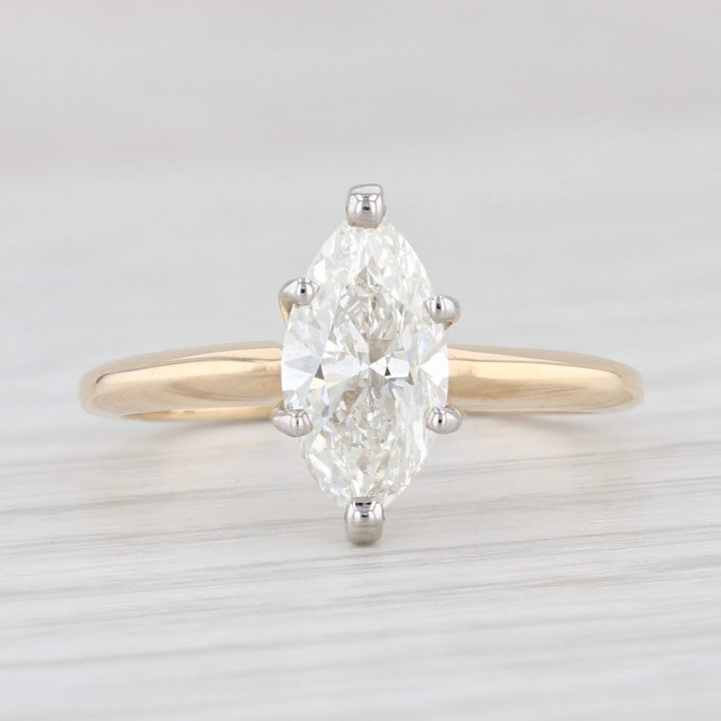 Light Gray 1.10ct Diamond Solitaire Ring 14k Yellow Gold Marquise Size 4.75 Engagement