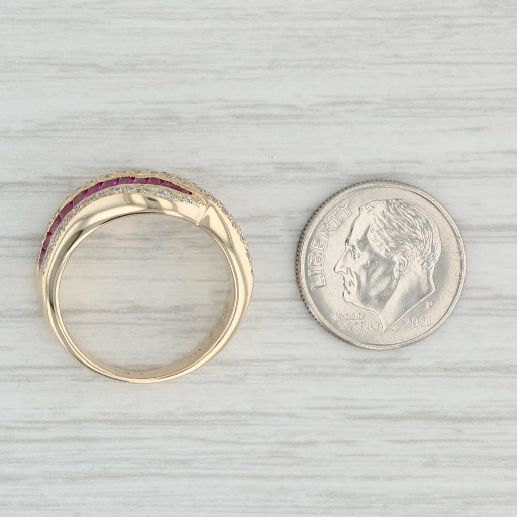 Light Gray Le Vian 1.28ctw Ruby Diamond Bypass Ring 14k Yellow Gold Size 7.25