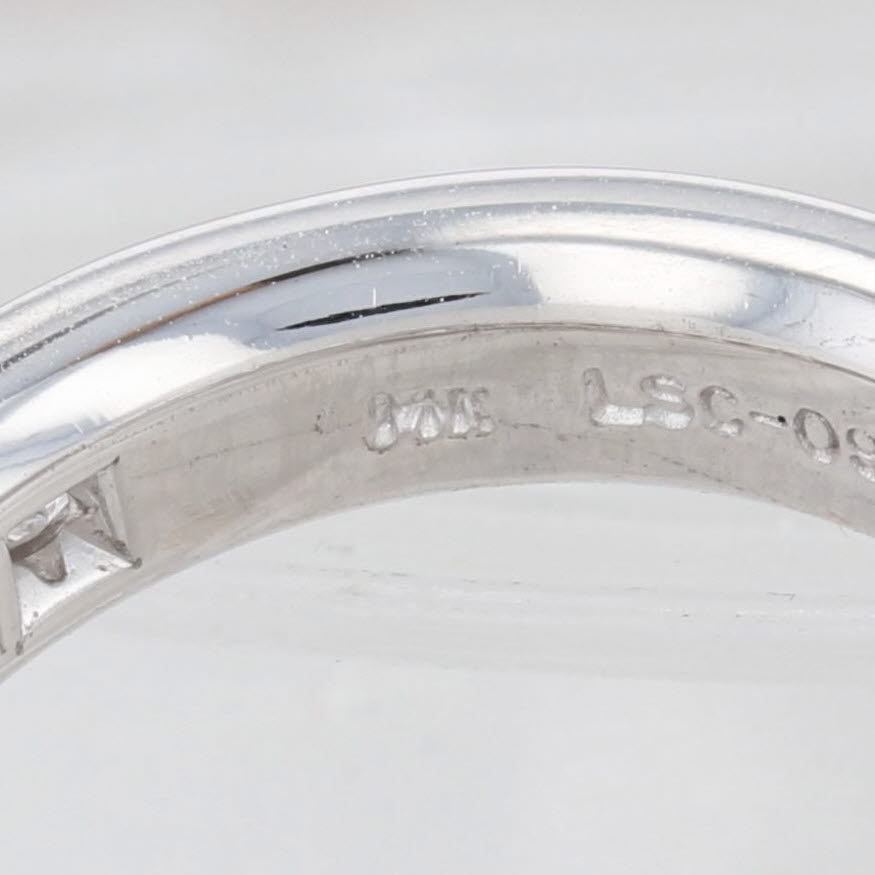 Light Gray 1.20ctw LEO Princess Diamond Band 14k White Gold Size 5 Wedding Ring GSI Card