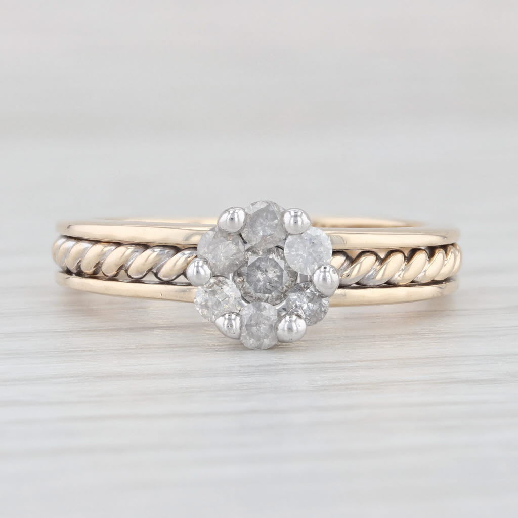 Light Gray Vintage 0.47ctw Diamond Cluster Engagement Ring 10k Yellow Gold Size 7.75