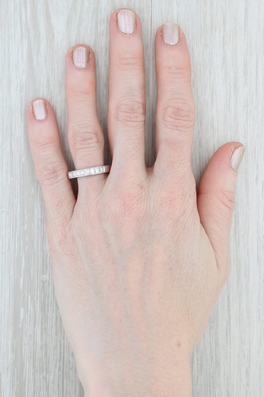 Light Gray 0.60ctw Diamond Wedding Ring 14k White Gold Size 5.5 Stackable Anniversary Band