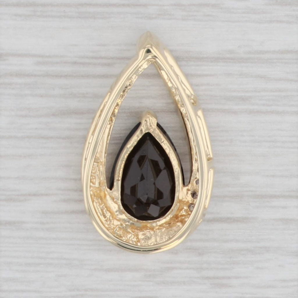 Light Gray 2.84ctw Smoky Quartz Diamond Teardrop Pendant 14k Yellow Gold