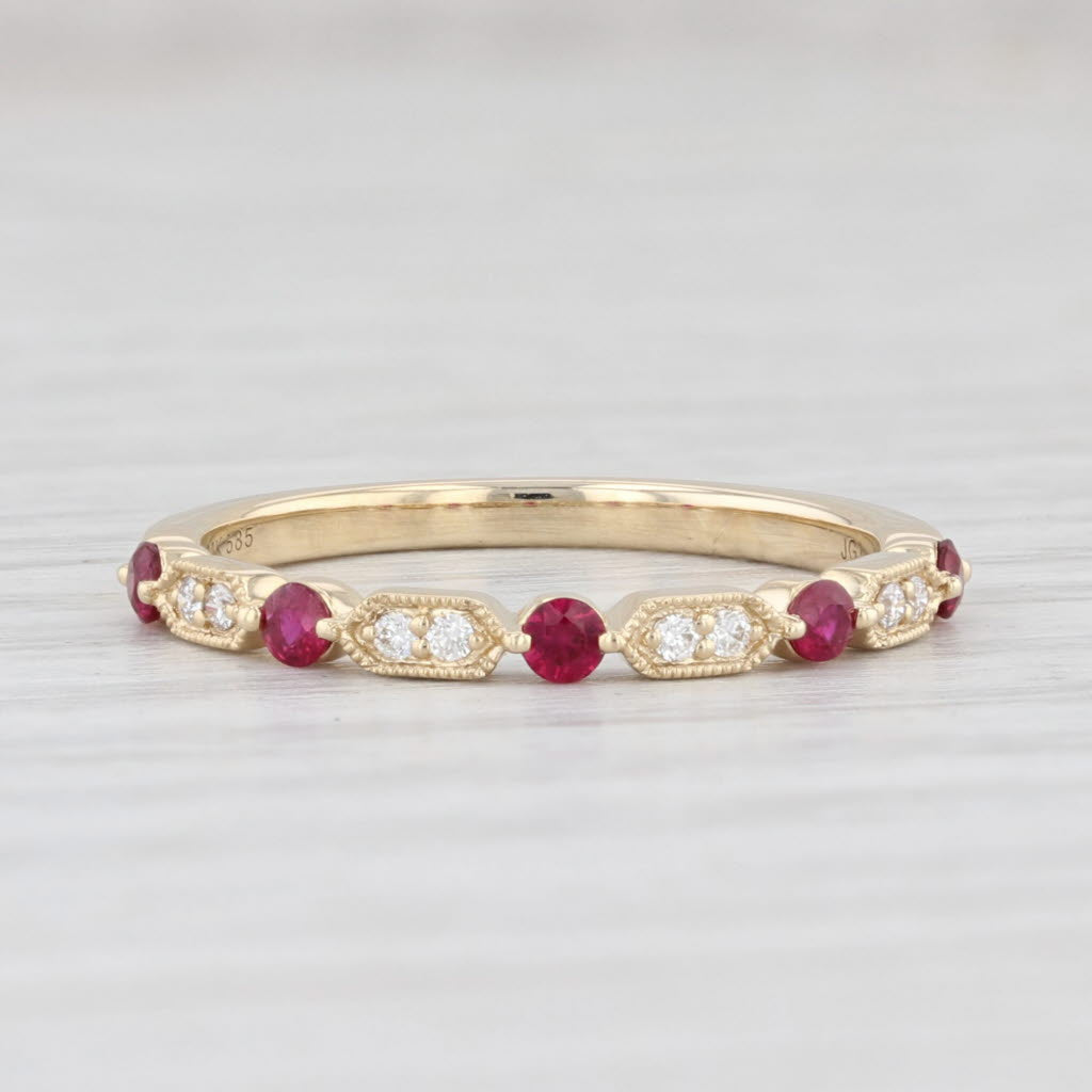Light Gray New 0.25ctw Diamond Ruby Stackable Ring 14k Yellow Gold Size 6.5 Wedding Band