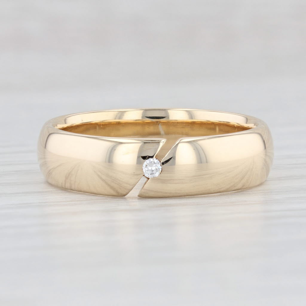 Light Gray Diamond Accented Men's Wedding Band 14k Yellow Gold Size 10 Ring