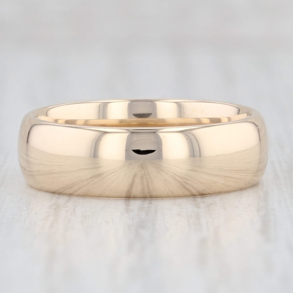 Light Gray Classic Wedding Band 14k Yellow Gold Size 8 Ring Circle O' Love