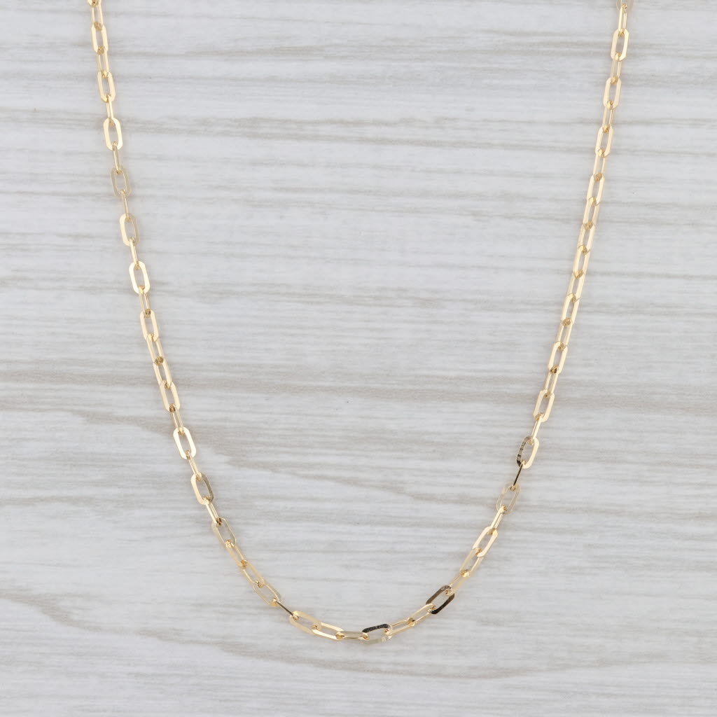 Light Gray New Paperclip Chain Necklace 14k Yellow Gold 18" 1.7mm Cable Chain Lobster Clasp