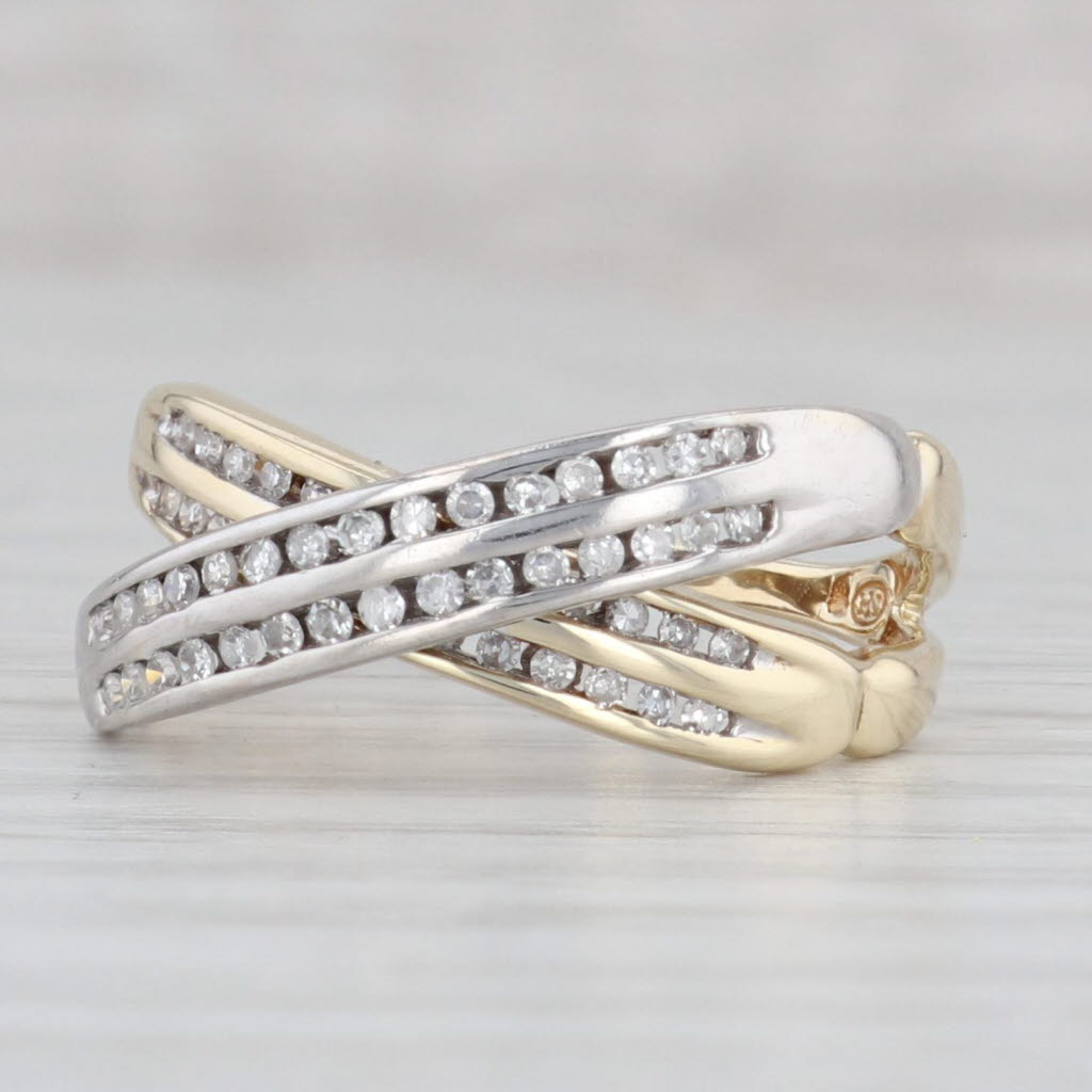 Light Gray 0.30ctw Double Band 2-Toned Diamond Ring 10k Gold Size 7