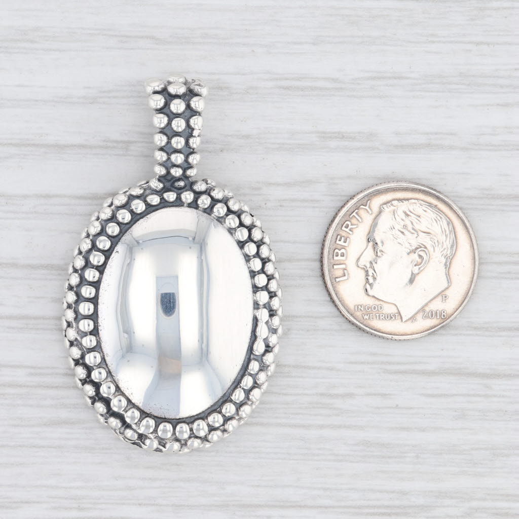 Light Gray Engravable Bali Style Statement Pendant Sterling Silver 925