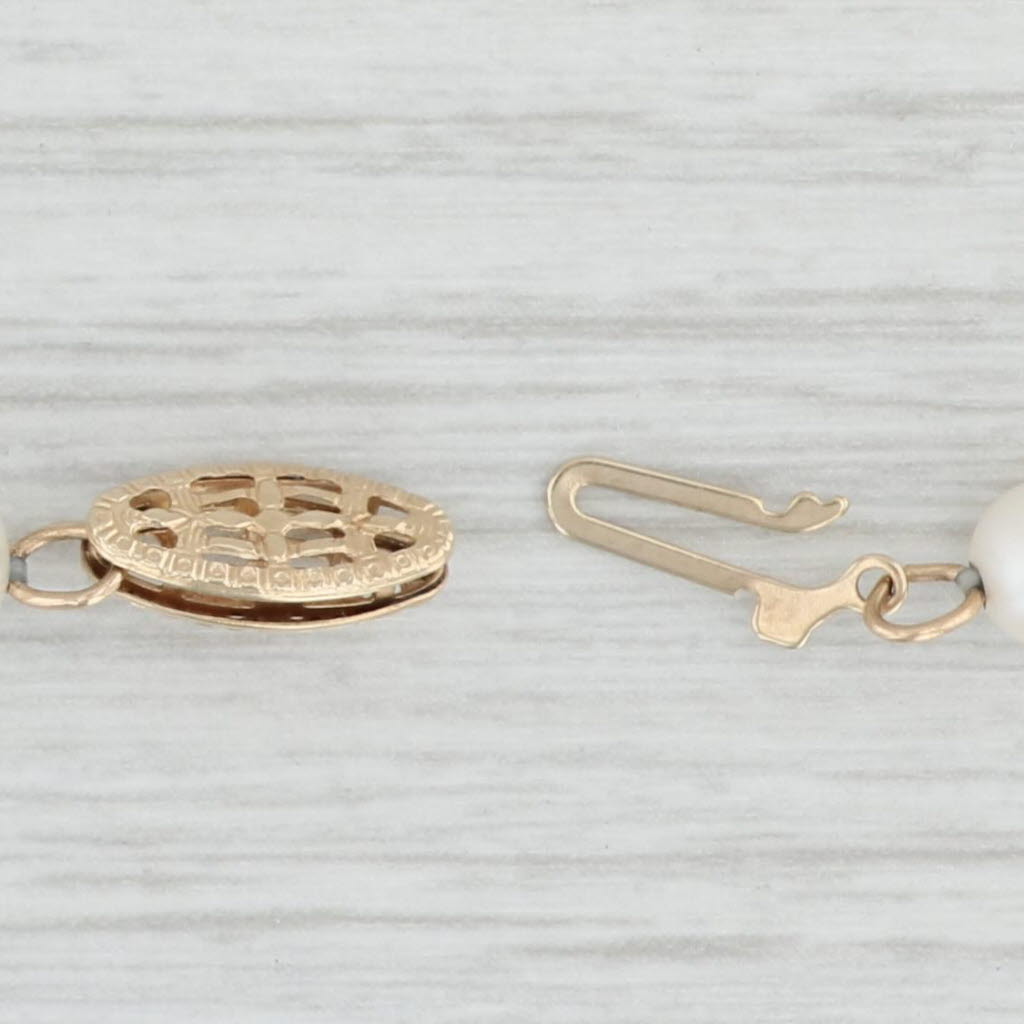 Light Gray Cultured Pearl Strand Necklace 14k Gold 18" 5mm