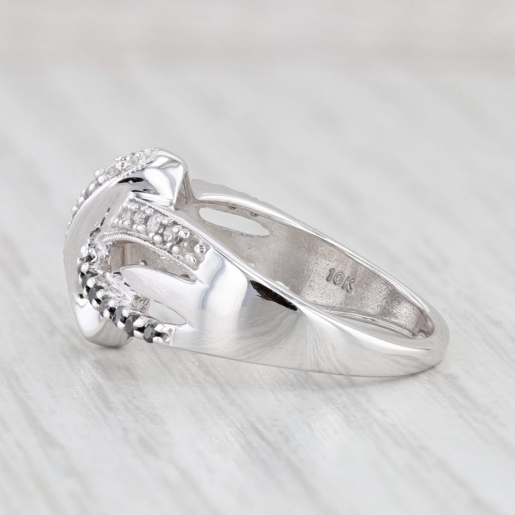 Light Gray 0.16ctw Black & White Diamond Bypass Ring 10k White Gold Size 5.5