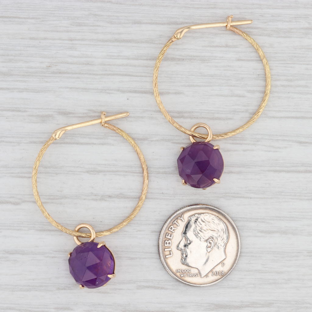 Light Gray New Nina Nguyen Hoops with Charms Earrings 18k Yellow Gold Amethyst